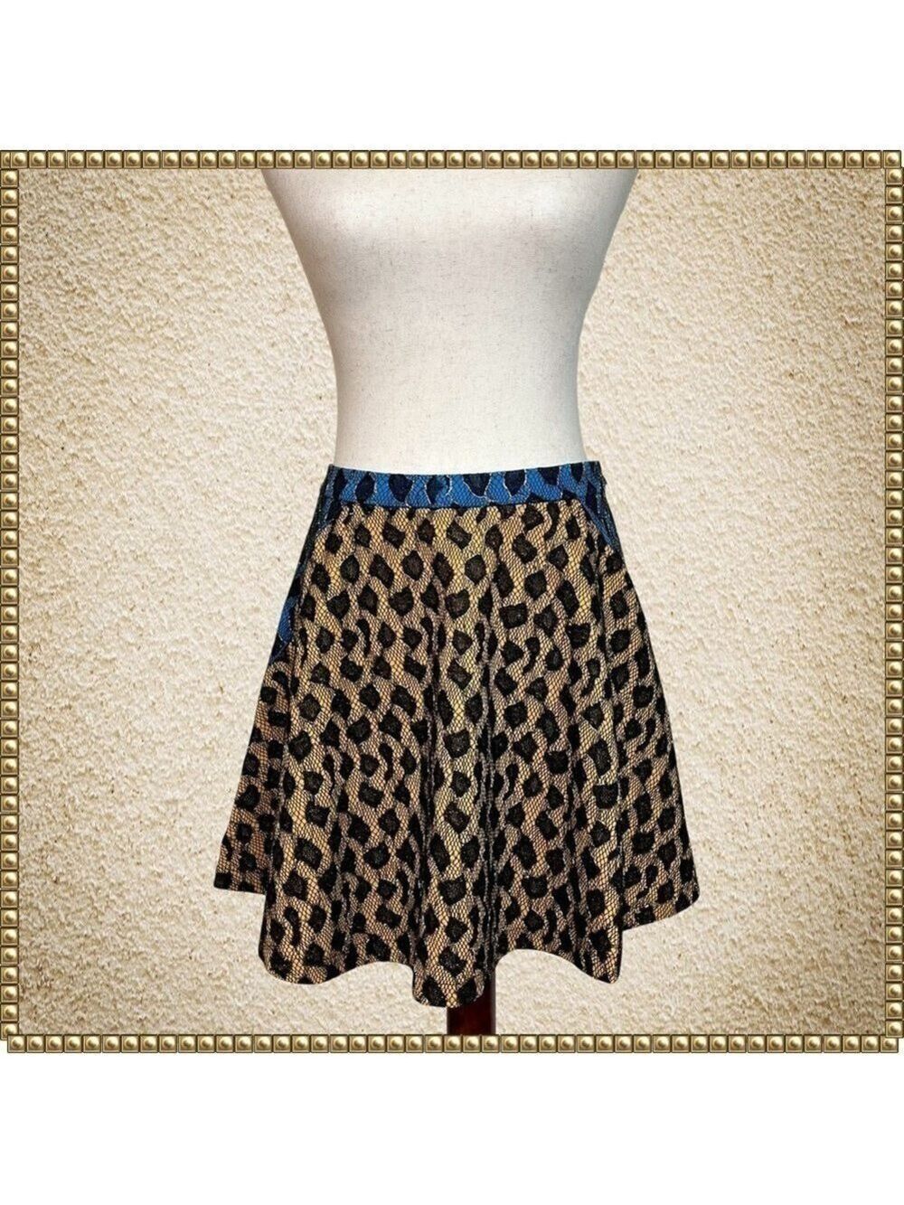 English Rose Leopard A Line Skirt Medium